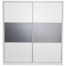 Dulap Milano cu usi culisante, 206 x 220 x 60 cm, Alb / Gri